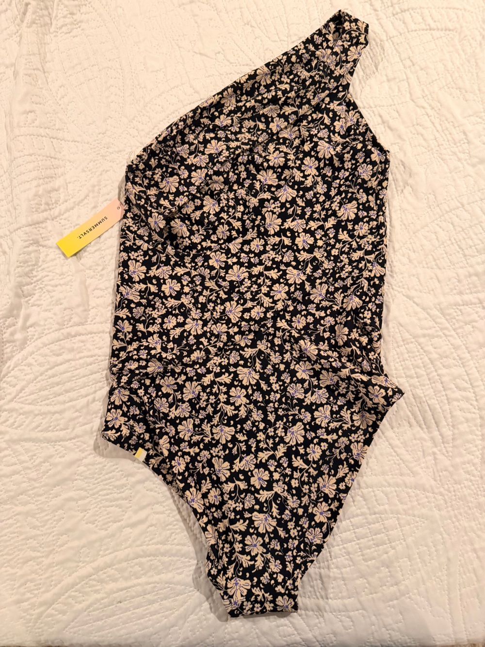 Summersalt Sidestroke Floral Swimsuit in Mini Floral Black, Cream, and Lavender - Picture 2 of 9